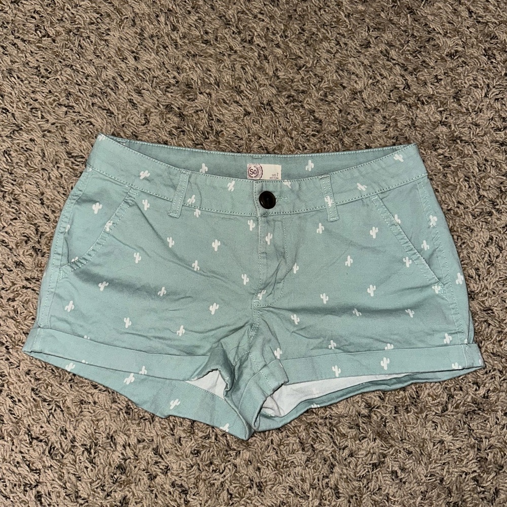 SO Mint Green Cactus Print Shorts